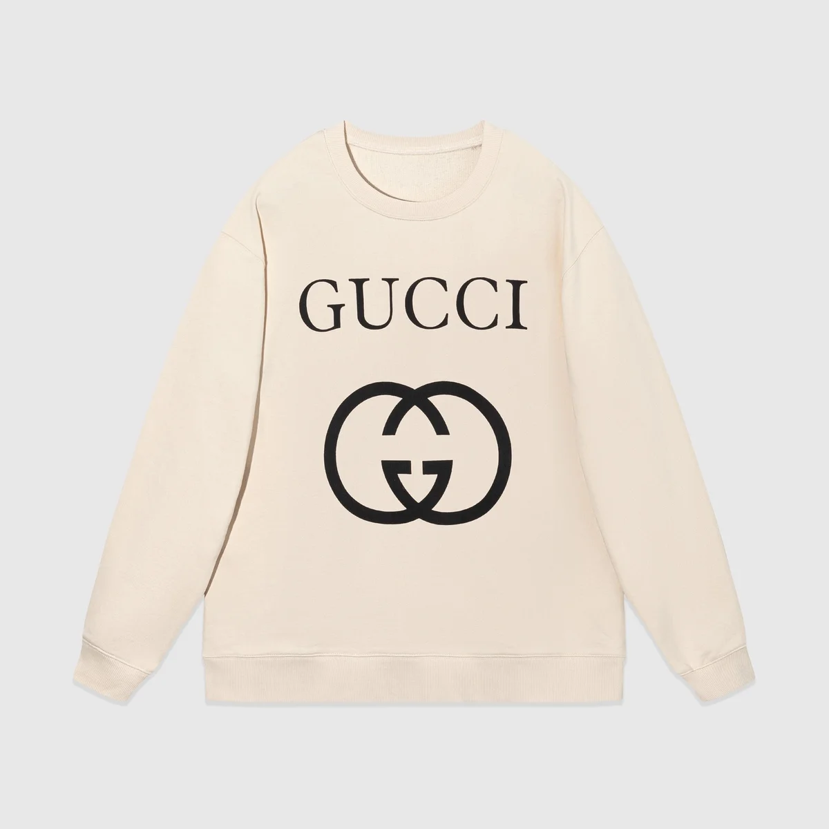 Gucci GG Logo Beige Crewneck Sweatshirt